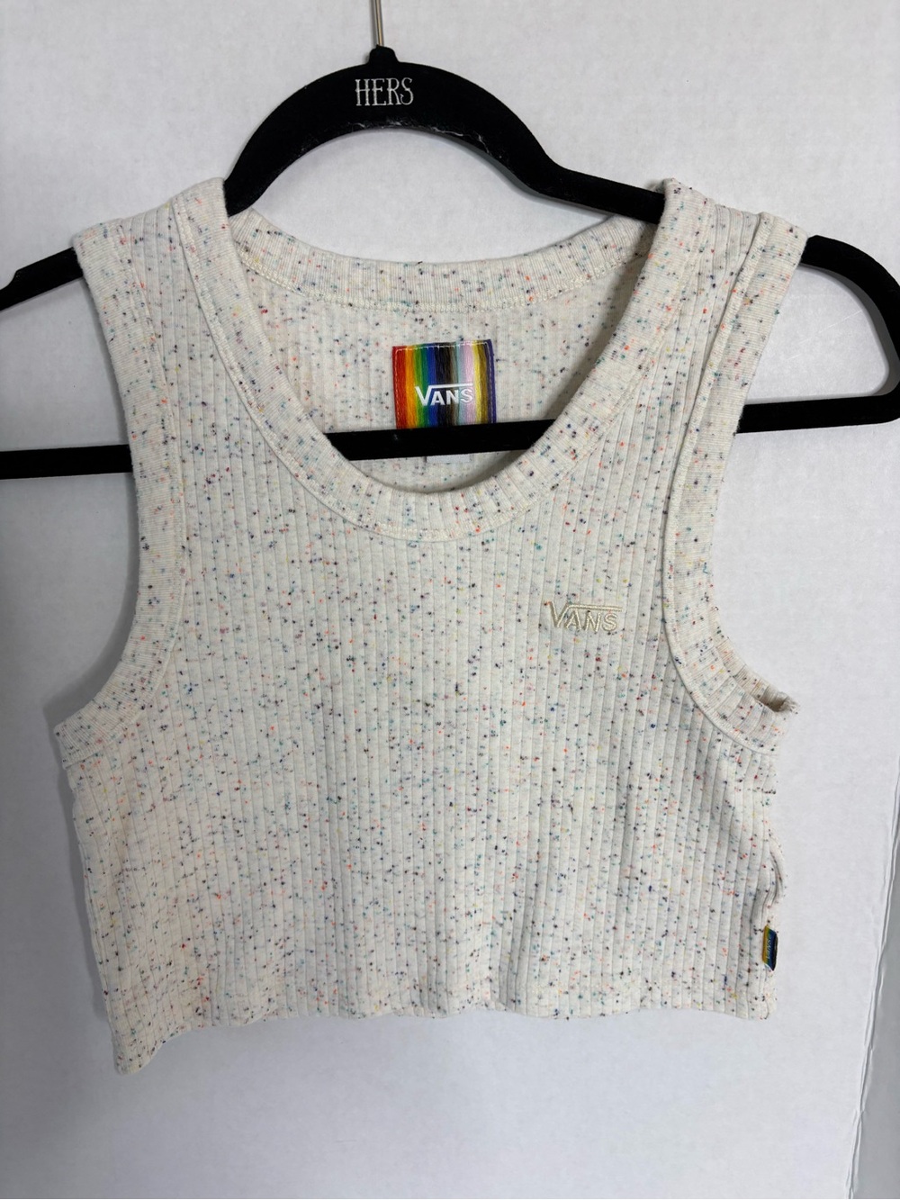 Vans Women's Cream Ribbed Speckle Crop Tank
